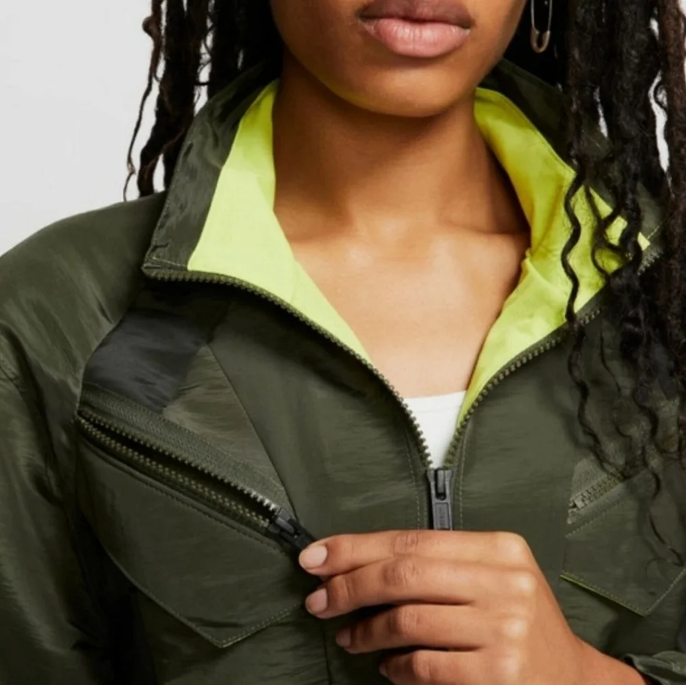 Nike Air‎ Jordan Women's Cargo Flight Suit Olive Green/Cyber Yellow Jumpsuit 2XL